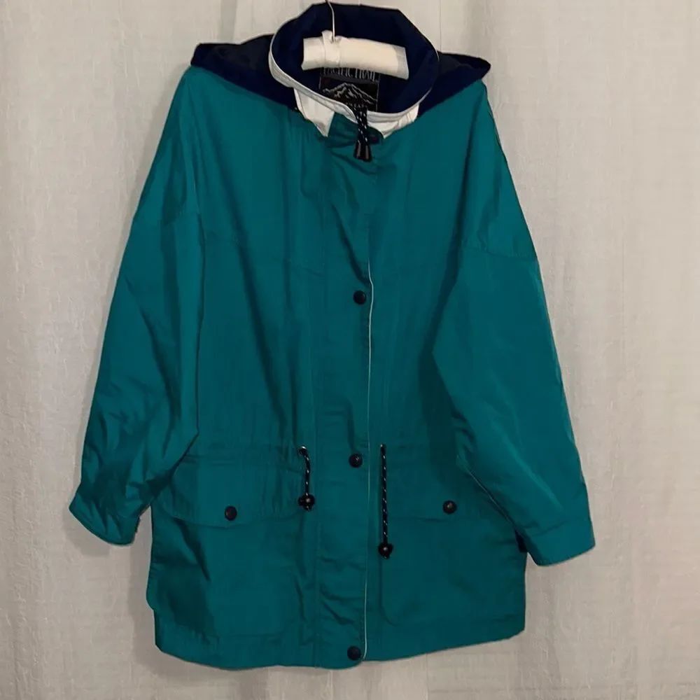 Pacific Trail 1X Green Navy Cotton Blend Canvas Material Rain Utility Jacket